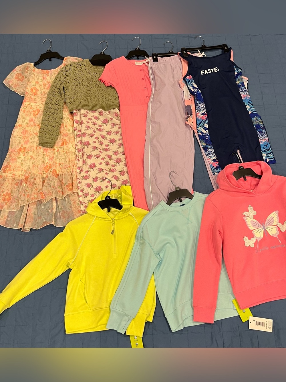Girls Clothing Bundle Lot Brand New Size 6-12 Dresses Hoodies Swimwear 9 Pc